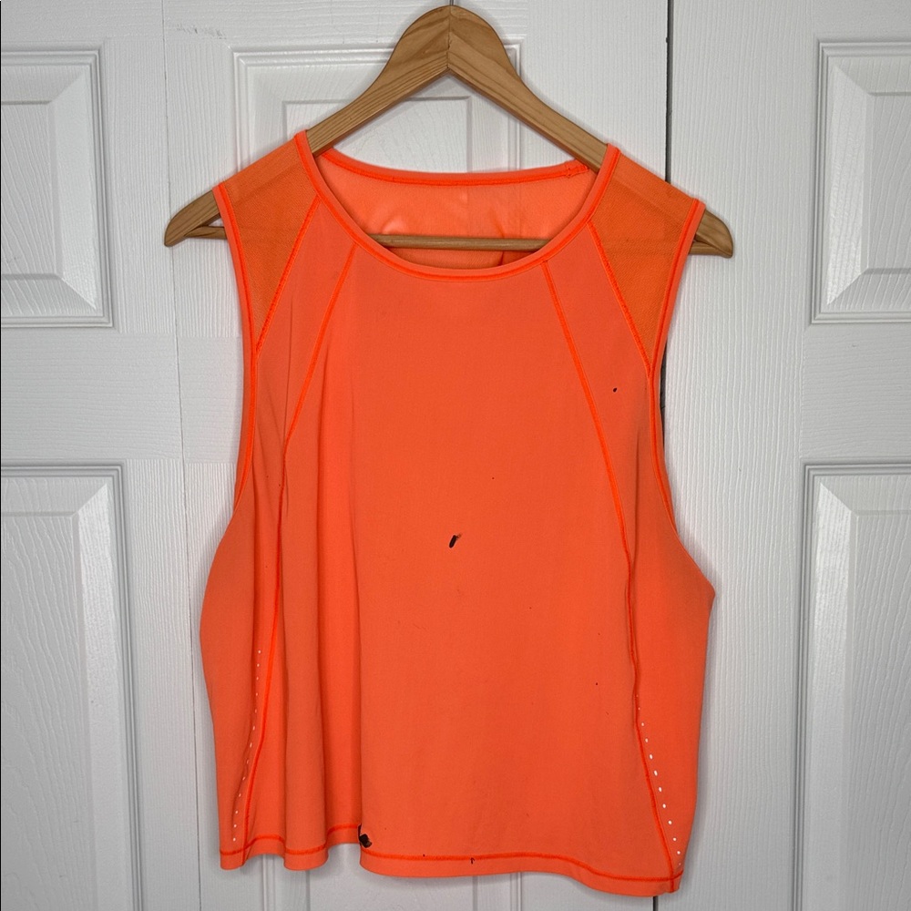 Lululemon Sculpt Cropped Tank Top – Highlight Orange | Size 16 | FLAWED